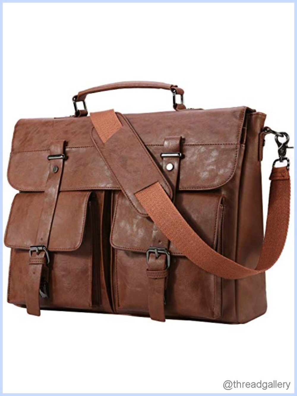 PU Leather Messenger Bag for Men 15.6 Inch Laptop Bag Briefcase Satchel